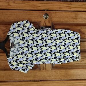 Dana Buchman "Sunflower" Short Sleeve Top - Black, Yellow, Gray NWT Large